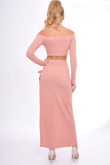 Rose Choker Strap Back Crop Top & Skirt Co-ord Set - Kendall-Co-ords