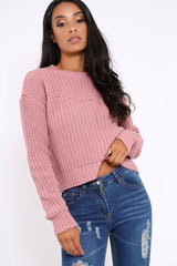 Rose Chunky Knit Distressed Jumper - Bella-Jumper