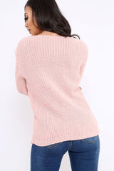Rose Chunky Knit Faux Fur Front Panel Jumper - Ophelia-Knitwear