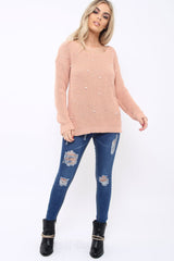 Rose Chunky Knit Pearl Jumper - Terri-Knitwear