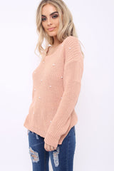 Rose Chunky Knit Pearl Jumper - Terri-Knitwear