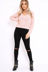 Rose Chunky Twist Knit Jumper - Loren-Jumper