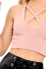 Rose Cross Over Crop Top - Kennie-Crop Tops