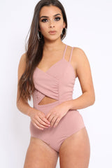 Rose Cross Over Cut Out Bodysuit - Safia-Bodysuits