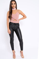 Rose Cross Over Cut Out Bodysuit - Safia-Bodysuits