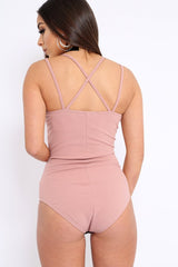 Rose Cross Over Cut Out Bodysuit - Safia-Bodysuits