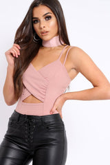 Rose Cross Over Cut Out Bodysuit - Safia-Bodysuits