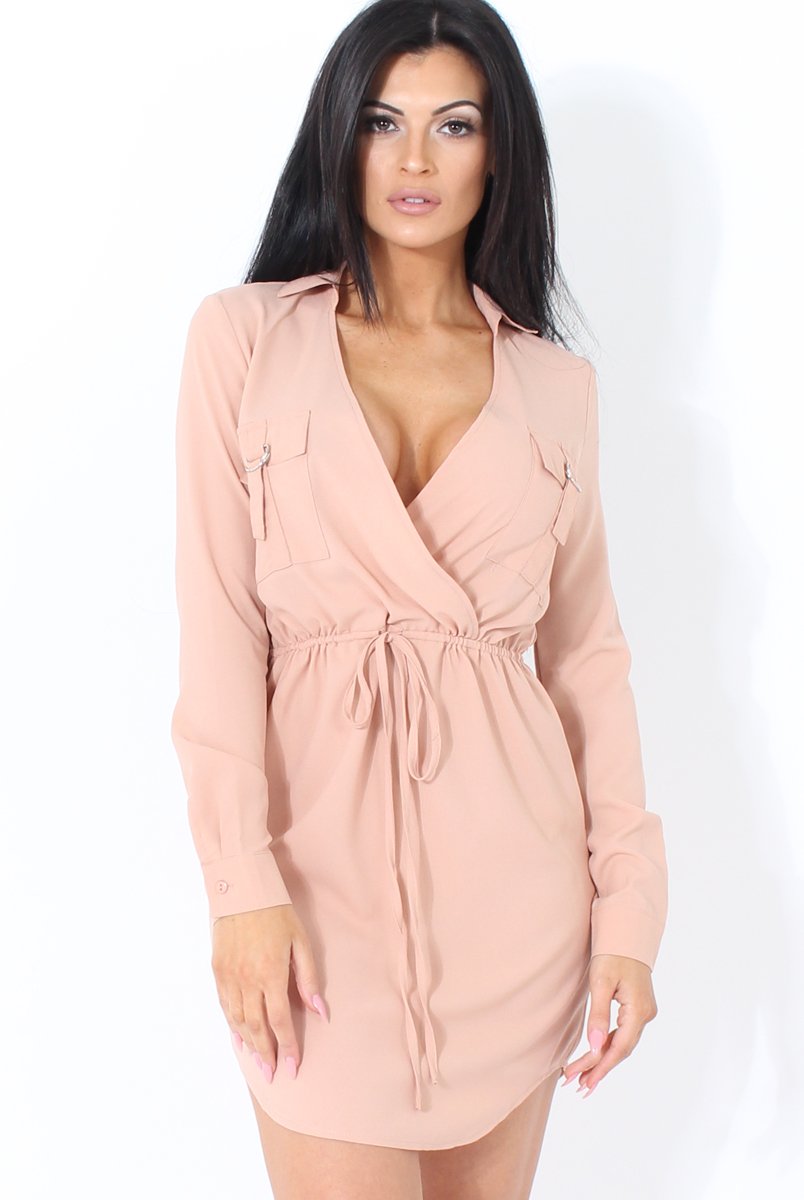 Rose Curved Hem Elasticated Waist Wrap Dress- Cadie-Dresses