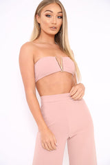Rose Deep Plunge Metal V Boobtube - Karolynn-Crop Tops