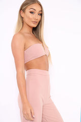 Rose Deep Plunge Metal V Boobtube - Karolynn-Crop Tops