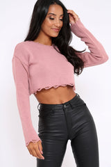 Rose Distressed Cropped Jumper - Porta-Jumper