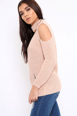Rose Distressed Pearl Chunky Knit Jumper - Narla-Jumper