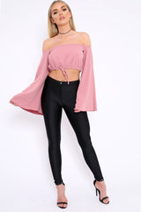 Rose Extreme Flared Sleeved Crop Top - Dalis-Tops
