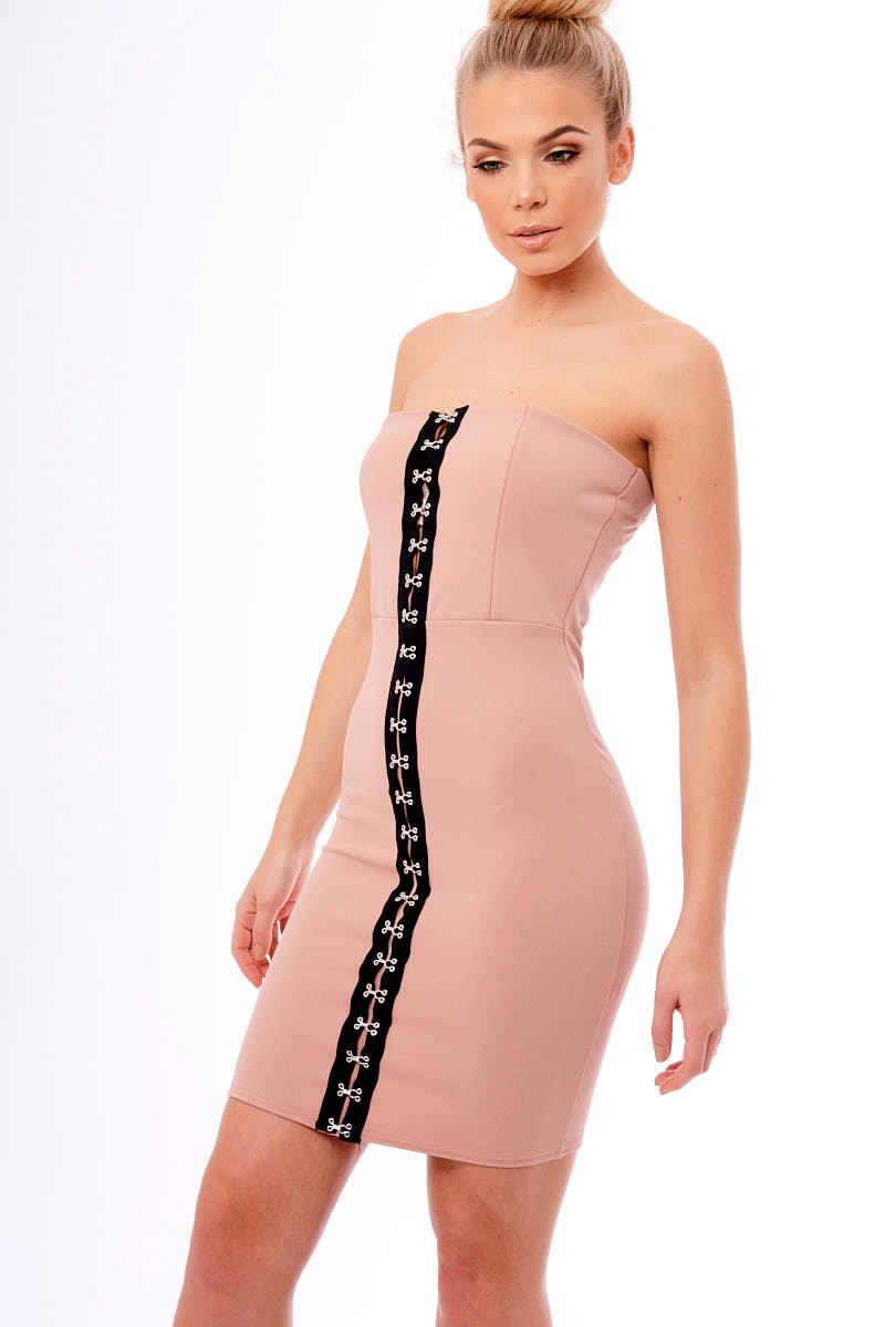 Rose Eyelet Front Bandeau Mini Dress - Kayla-Dresses