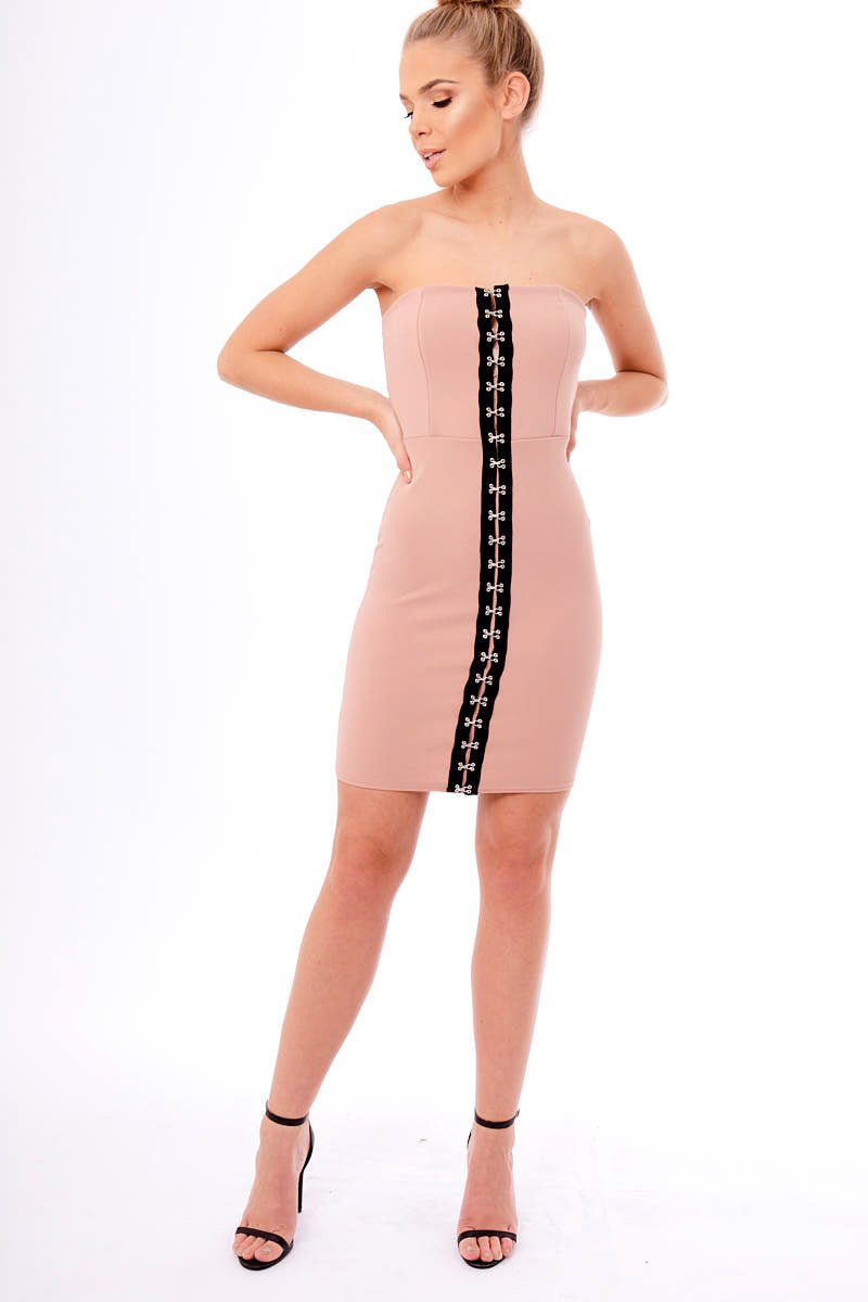 Rose Eyelet Front Bandeau Mini Dress - Kayla-Dresses