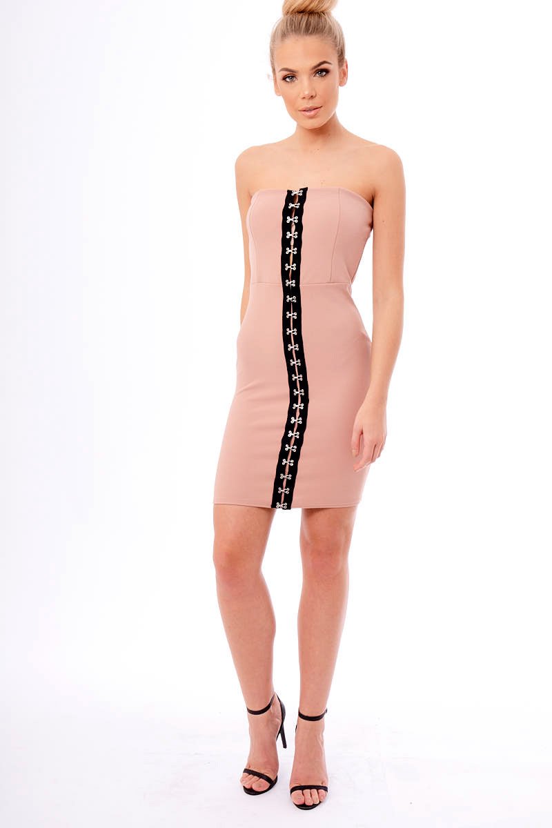 Rose Eyelet Front Bandeau Mini Dress - Kayla-Dresses