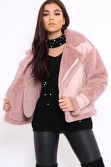 Rose Faux Leather And Fur Jacket - Rhea-Jackets