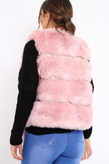 Rose Faux leather and Fur Gilet - Felicia-Jackets