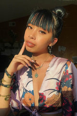 Rose Floral Print Satin Tie Crop Top - Kynslee-Crop Tops