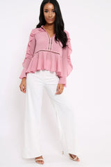 Rose Frill Blouse - Anjelica-Tops