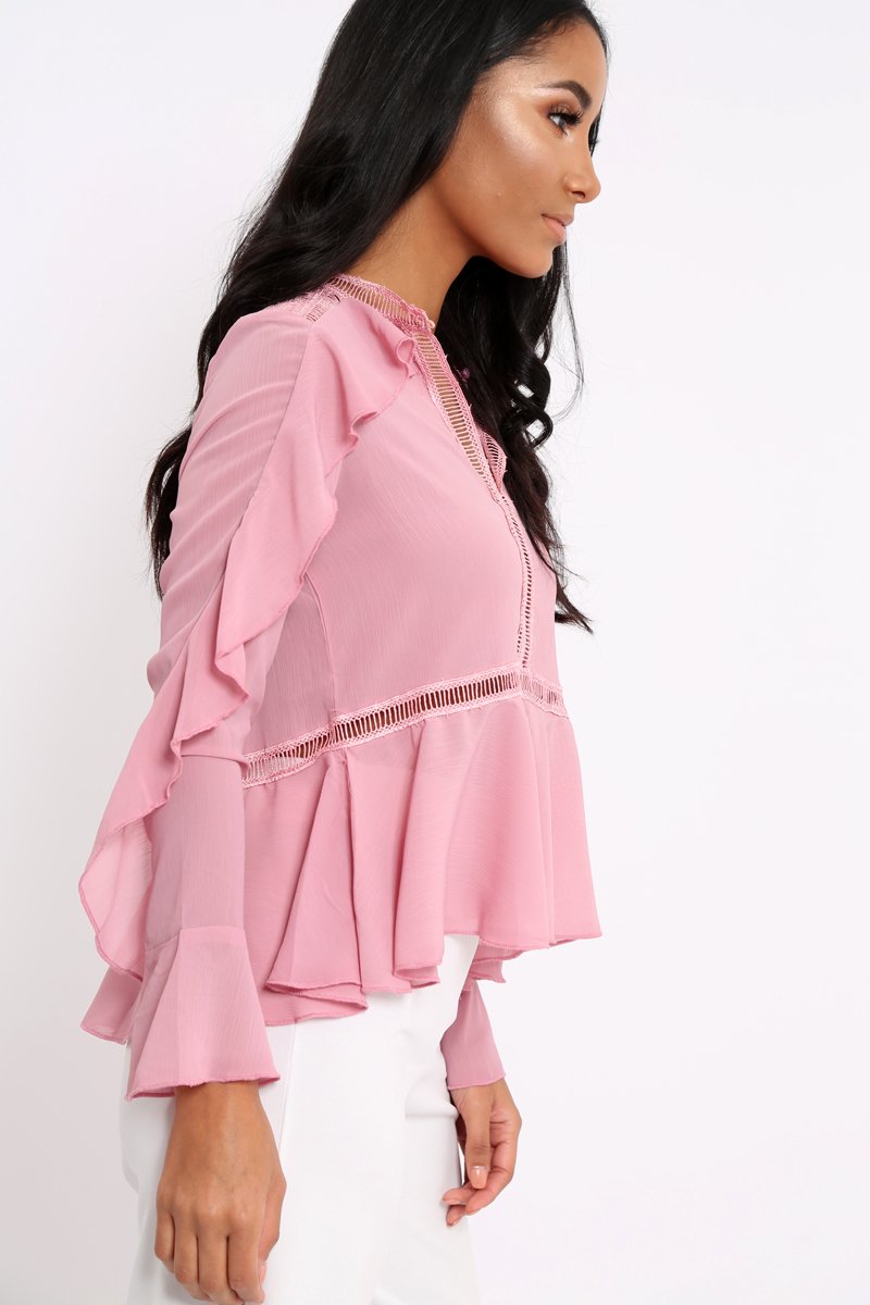 Rose Frill Blouse - Anjelica-Tops