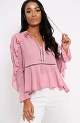 Rose Frill Blouse - Anjelica-Tops