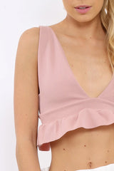 Rose Frill Hem Crop Top - Keya-Crop Tops