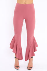 Rose Frill Hem Trousers - Ashlie-Trousers