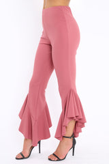 Rose Frill Hem Trousers - Ashlie-Trousers
