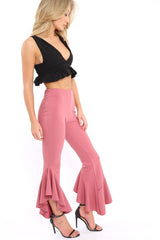 Rose Frill Hem Trousers - Ashlie-Trousers