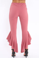 Rose Frill Hem Trousers - Ashlie-Trousers