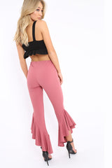 Rose Frill Hem Trousers - Ashlie-Trousers