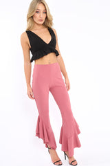 Rose Frill Hem Trousers - Ashlie-Trousers