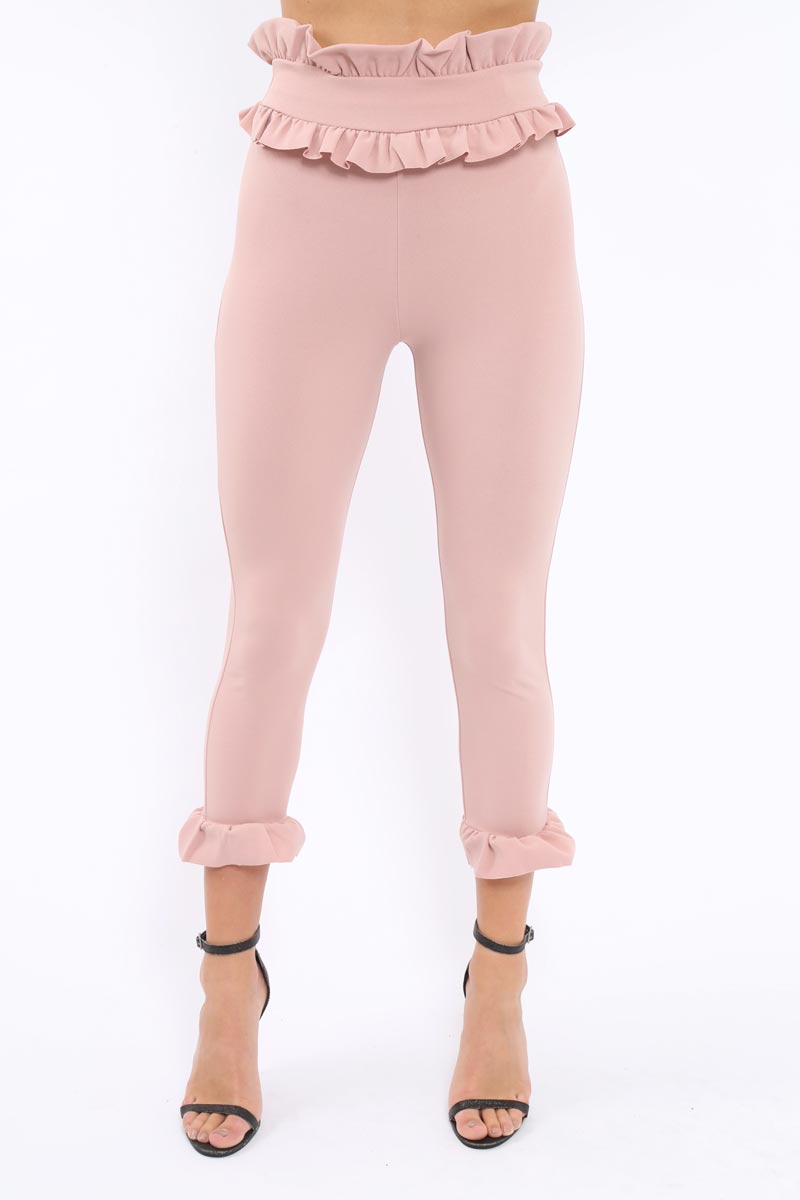 Rose Frill Hem Trousers - Paisley-Trousers