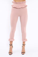 Rose Frill Hem Trousers - Paisley-Trousers