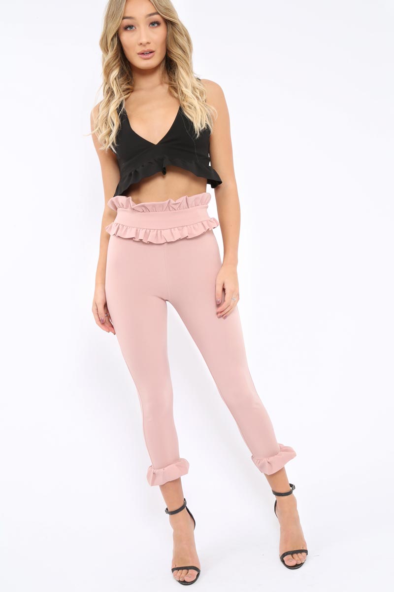 Rose Frill Hem Trousers - Paisley-Trousers