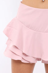 Rose Frill High Waisted Shorts - Claudelle-Shorts