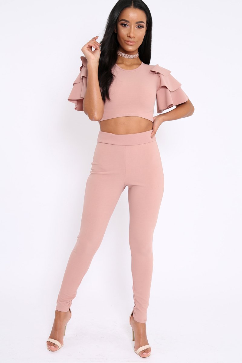 Rose Frill Sleeve Co-ord Set - Demmie-Co-ords