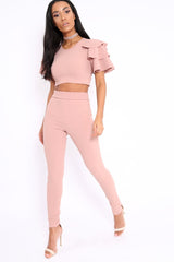 Rose Frill Sleeve Co-ord Set - Demmie-Co-ords