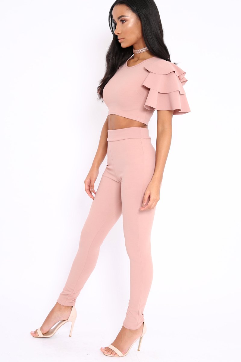 Rose Frill Sleeve Co-ord Set - Demmie-Co-ords
