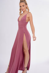 Rose Front Split Leg Maxi Dress - Effy-Dresses