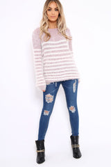 Rose Fur Knit Stripe Jumper - Sicily-Jumper