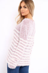 Rose Fur Knit Stripe Jumper - Sicily-Jumper