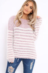 Rose Fur Knit Stripe Jumper - Sicily-Jumper