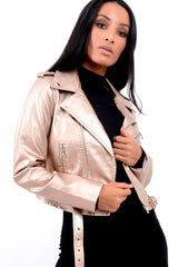 Rose Gold Biker Jacket - Hanna-Jackets