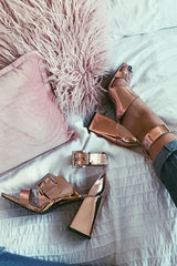 Rose Gold Buckle Block Heels - Cadie-Heels