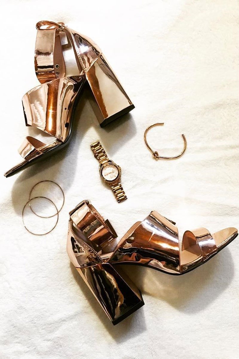 Rose Gold Buckle Block Heels - Cadie-Heels