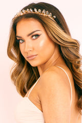 Rose Gold Crystal Crown Headband - Naiya-Hair