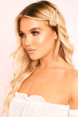 Rose Gold Diamante Embellished Pack Of 2 Hair Clips - Genelle-Hair