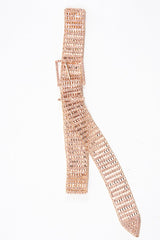 Rose Gold Diamante Square Buckle Belt - Paris-Belts